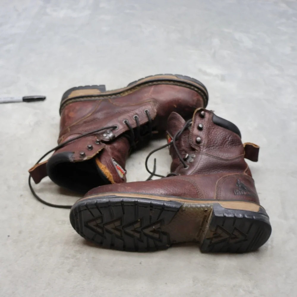 Rocky Men 8W Work Boots Brown Leather Ironclad Steel Toe Lace Up Waterproof 6693